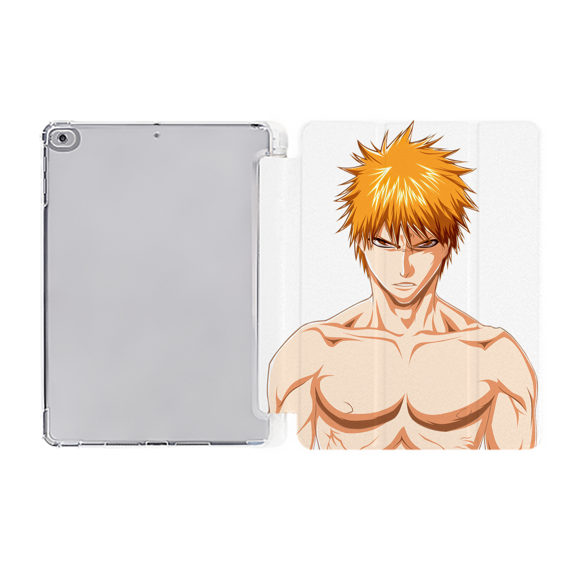 （画像用） ブリーチ 黒崎一護（くろさき いちご）BLEACH Kurosaki Ichigo IPad ケース ペン収納付き 三つ折りスタンド PUレザー×シリコン 対応機種9.5/10.5/10.9インチ